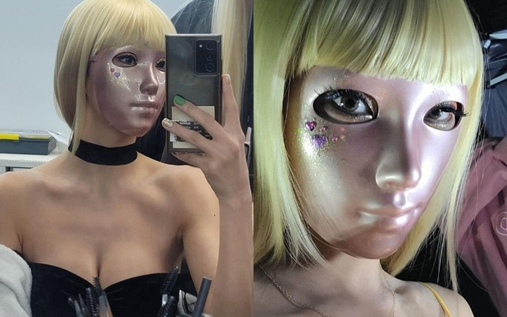 Cô gái mang mặt nạ thể hiện xã hội nhiều vấn đề của Hàn Quốc.