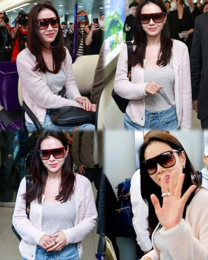 Son Ye Jin được vây kín tại sân bay.