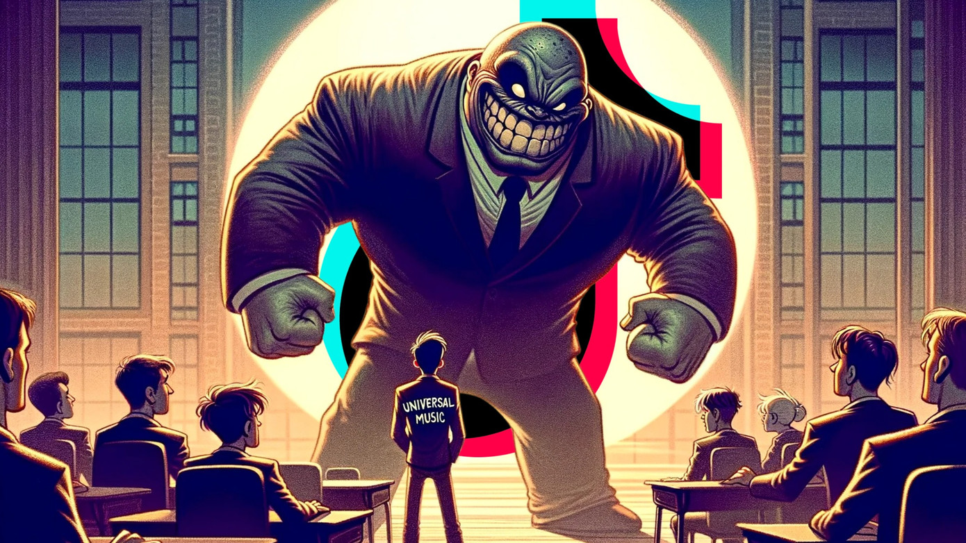 Tranh biếm họa mô tả cuộc chiến giữa Universal và TikTok. Tranh biếm họa mô tả cuộc chiến giữa Universal và TikTok.