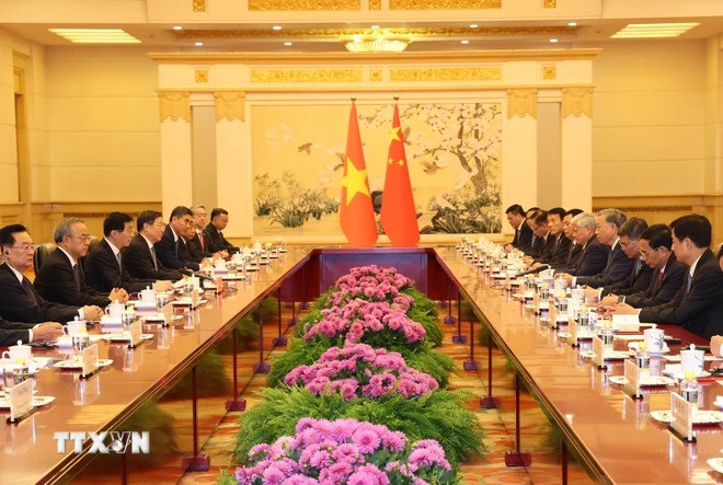 Quang cảnh buổi hội kiến. (Ảnh: Trí Dũng/TTXVN). Quang cảnh buổi hội kiến. (Ảnh: Trí Dũng/TTXVN).