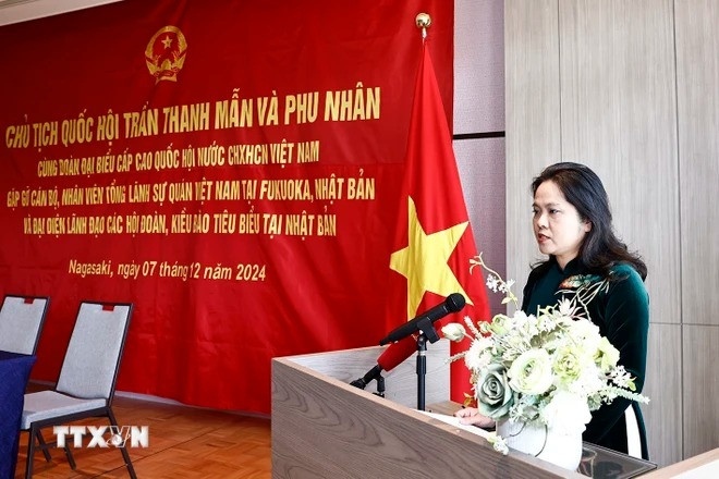 Tổng lãnh sự Việt Nam tại Fukuoka Vũ Chi Mai phát biểu. (Ảnh: Doãn Tấn/TTXVN). Tổng lãnh sự Việt Nam tại Fukuoka Vũ Chi Mai phát biểu. (Ảnh: Doãn Tấn/TTXVN).