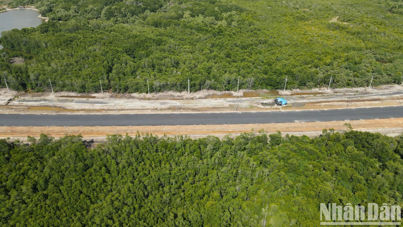 Được khởi công vào năm 2022, đến nay, tuyến đường đang thi công những công đoạn cuối cùng để đưa vào sử dụng đồng bộ với cảng Phước An.