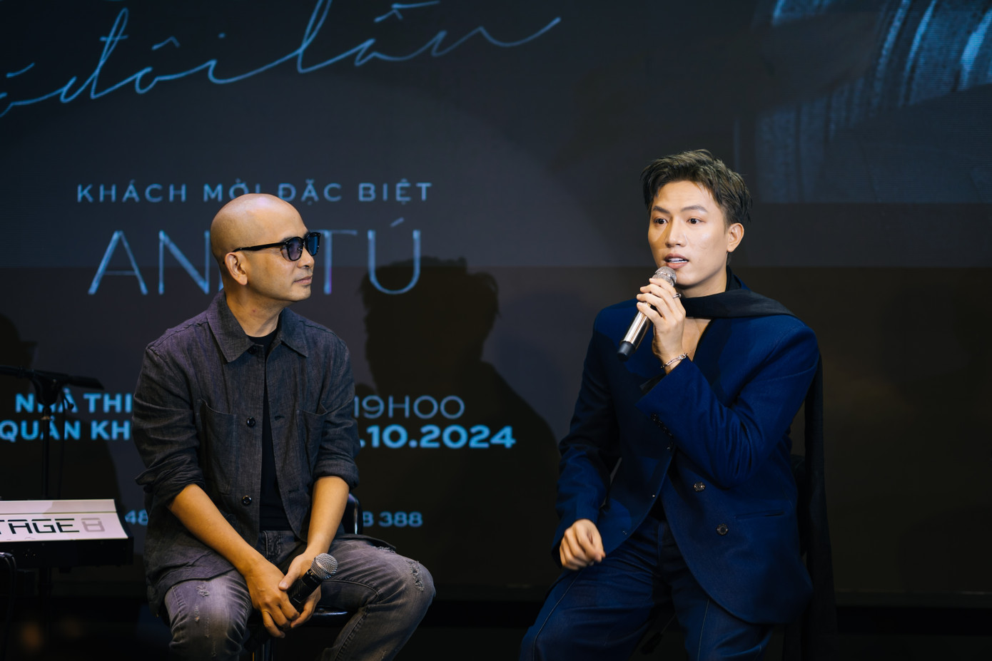 Uyên Linh, Trung Quân, Lân Nhã, Anh Tú tại buổi giới thiệu live concert.