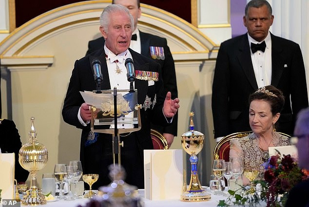 Vua Charles tại buổi phát biểu ở Mansion House, Thành phố London, Anh.