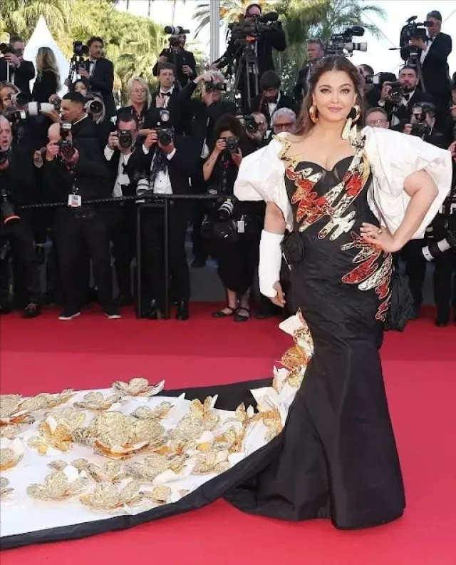 Hai bộ trang phục cồng kềnh của Hoa hậu Aishwarya Rai trên thảm đỏ LHP Cannes 2024.
