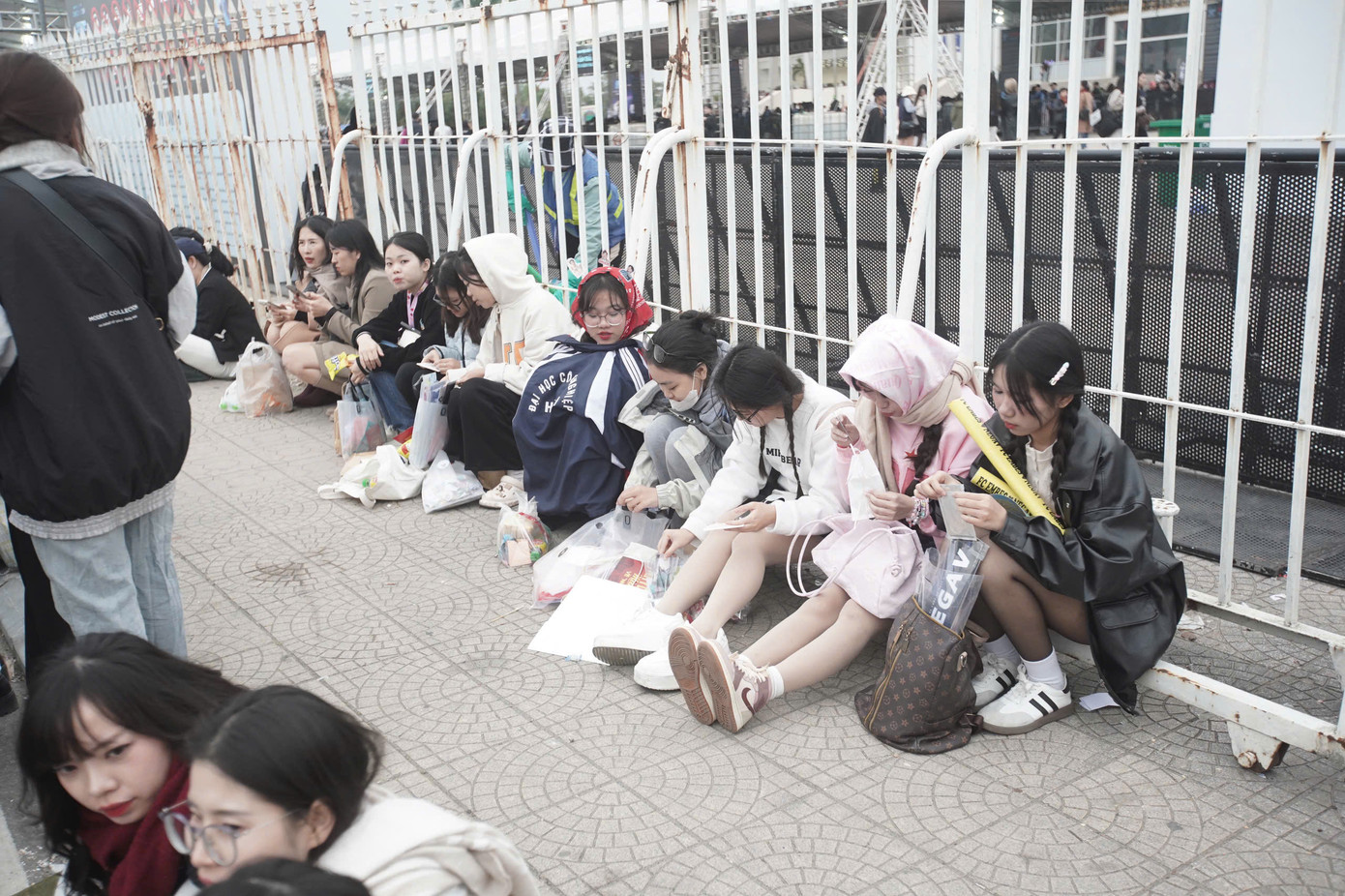 Hình ảnh người hâm mộ vạ vật trên sân Mỹ Đình.