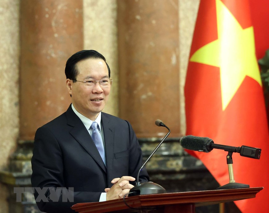 Chủ tịch nước Võ Văn Thưởng phát biểu tại Phủ Chủ tịch, sáng 23/5.