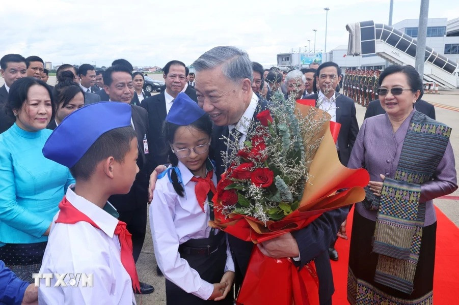 Lễ tiễn Chủ tịch nước Tô Lâm. Ảnh: Nhan Sáng/TTXVN.