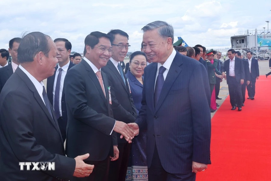 Lễ tiễn Chủ tịch nước Tô Lâm. Ảnh: Nhan Sáng/TTXVN.