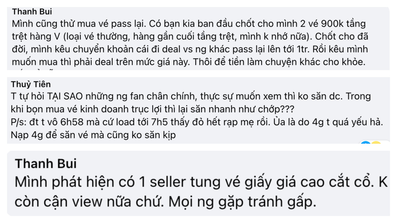 Khán giả không chấp nhận tình trạng vé chợ đen hoành hành.