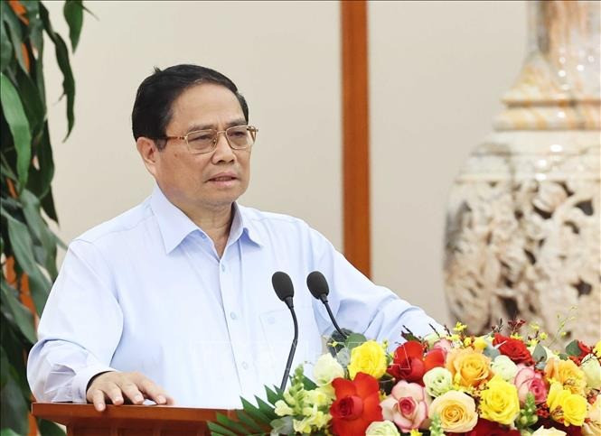 Ủy viên Bộ Chính trị, Thủ tướng Chính phủ Phạm Minh Chính, Trưởng Tiểu ban Kinh tế - Xã hội Đại hội XIV của Đảng phát biểu. Ảnh: Thống Nhất/TTXVN. Ủy viên Bộ Chính trị, Thủ tướng Chính phủ Phạm Minh Chính, Trưởng Tiểu ban Kinh tế - Xã hội Đại hội XIV của Đảng phát biểu. Ảnh: Thống Nhất/TTXVN.