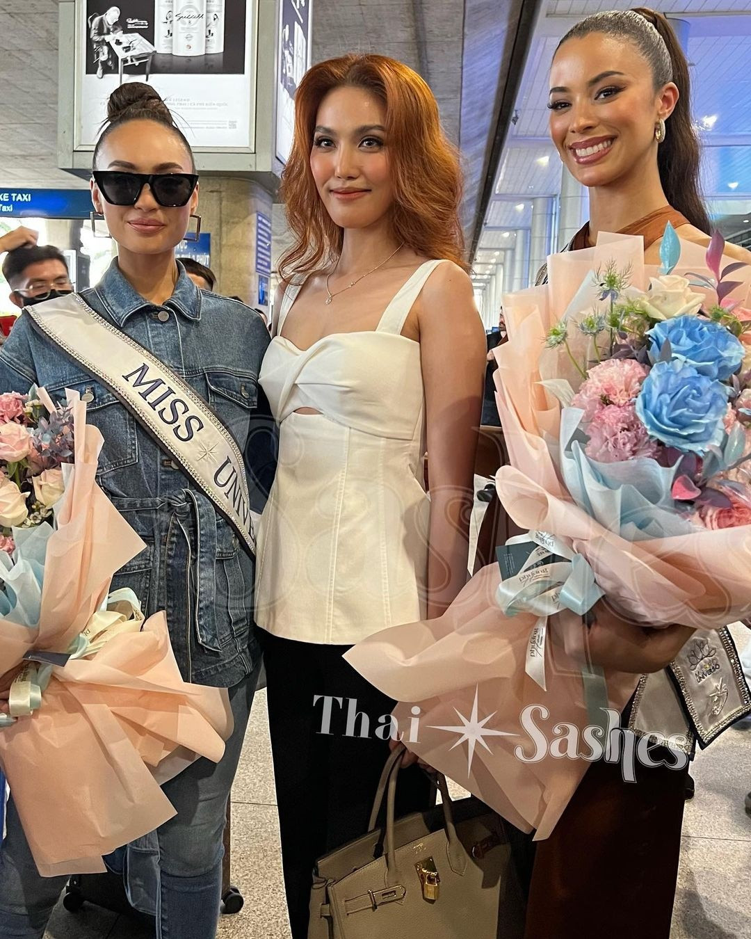 Lan Khuê tiếp đón đoàn Miss Universe sang Việt Nam, bao gồm đương kim Hoa hậu Hoàn vũ.