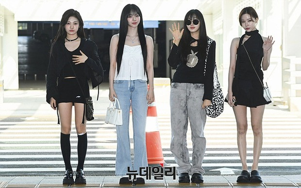 Nhóm aespa mặc phong cách khi có mặt tại sân bay Incheon sáng 17/6, chuẩn bị đáp Đà Nẵng.