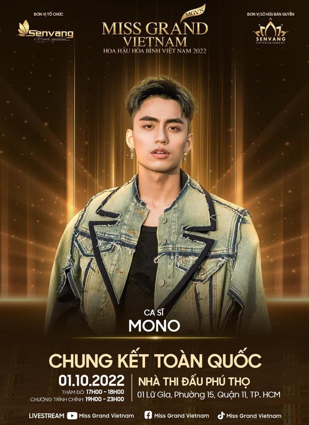 MONO và Đông Nhi là ca sĩ biểu diễn trong đêm chung kết Miss Grand Vietnam 2022. Ảnh: SV.