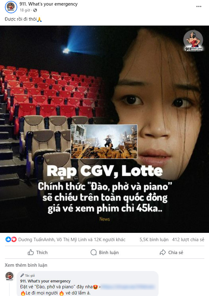 Thông tin Đào, phở và piano chiếu ở CGV và Lotte là sai. Thông tin Đào, phở và piano chiếu ở CGV và Lotte là sai.