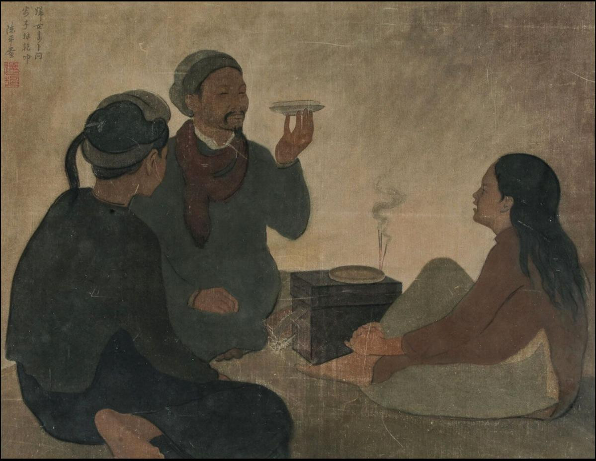 Bức Xem bói có kích thước 60x76 cm. Ảnh: Lynda Trouvé.