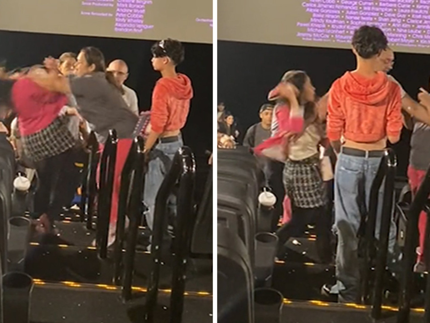 Cảnh phụ nữ đánh nhau trong rạp chiếu phim ở Brazil.