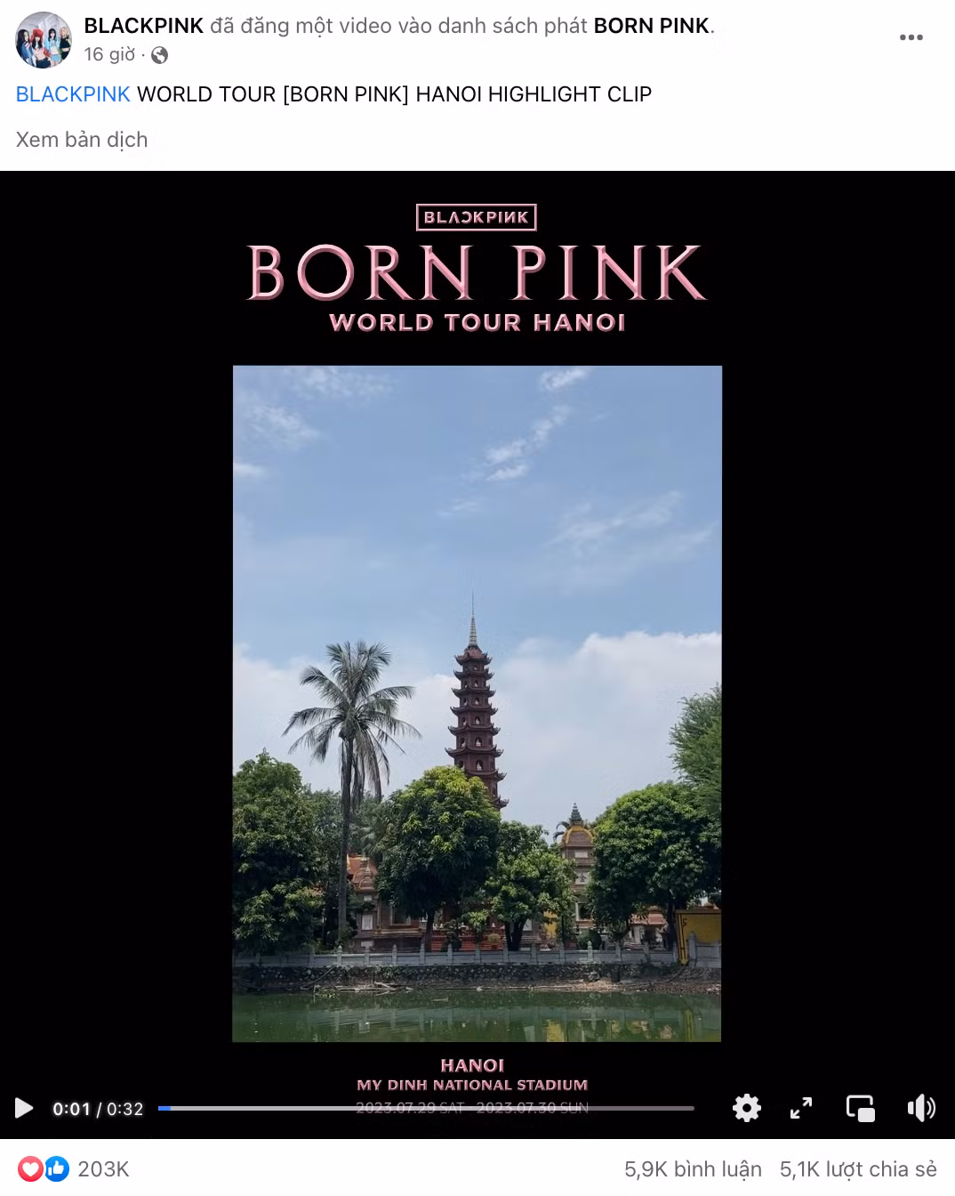 Hơn 500.000 người bày tỏ cảm xúc với hai bài viết về concert tại Việt Nam của BlackPink.