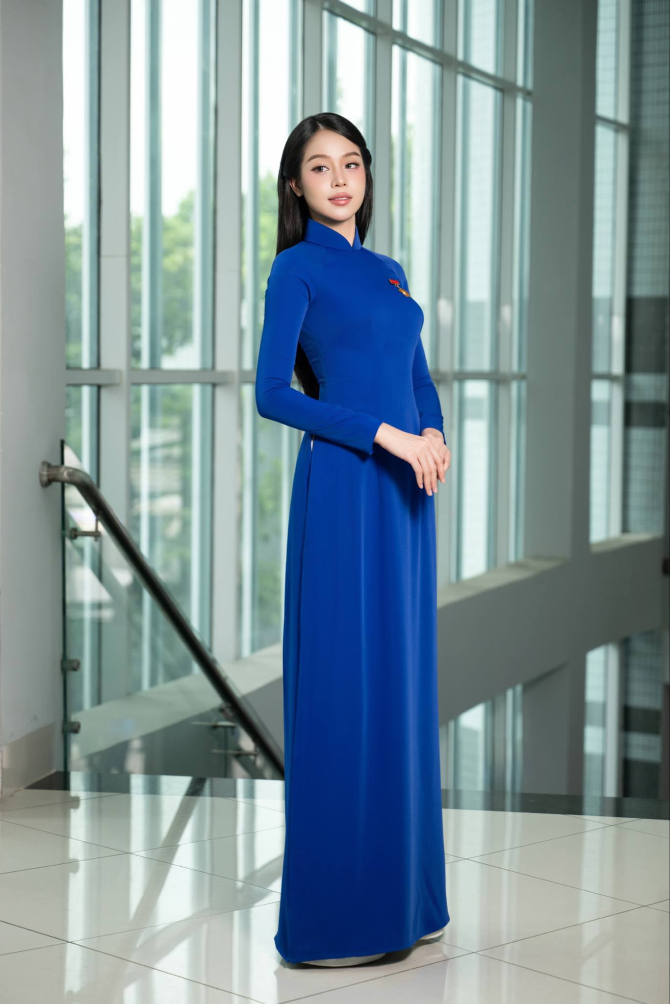 Hoa hậu Thanh Thủy diện áo dài truyền thống trong lễ tuyên dương. Hoa hậu Thanh Thủy diện áo dài truyền thống trong lễ tuyên dương.