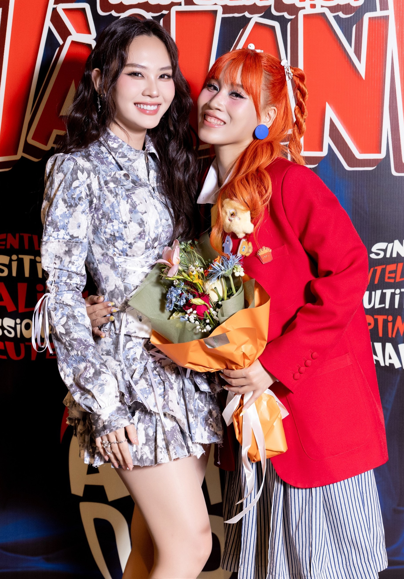 Ca sĩ Haley cùng Hoa hậu Thế giới Việt Nam Mai Phương và thí sinh được yêu thích tại Mr World Vietnam 2024 Hoàng Hải.