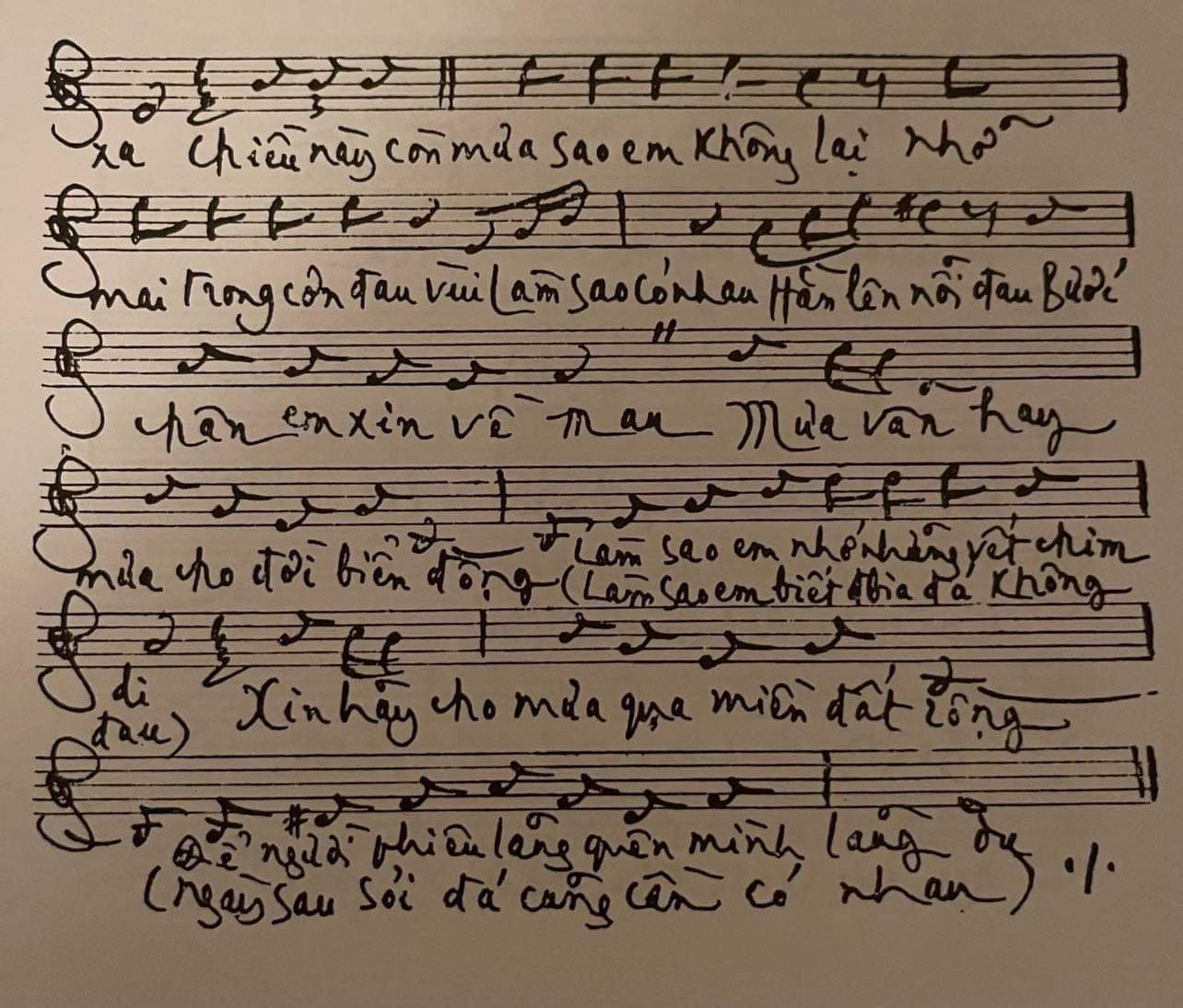 Nguyên tác bản Diễm xưa của nhạc sĩ Trịnh Công Sơn. Ảnh: BTC cung cấp.