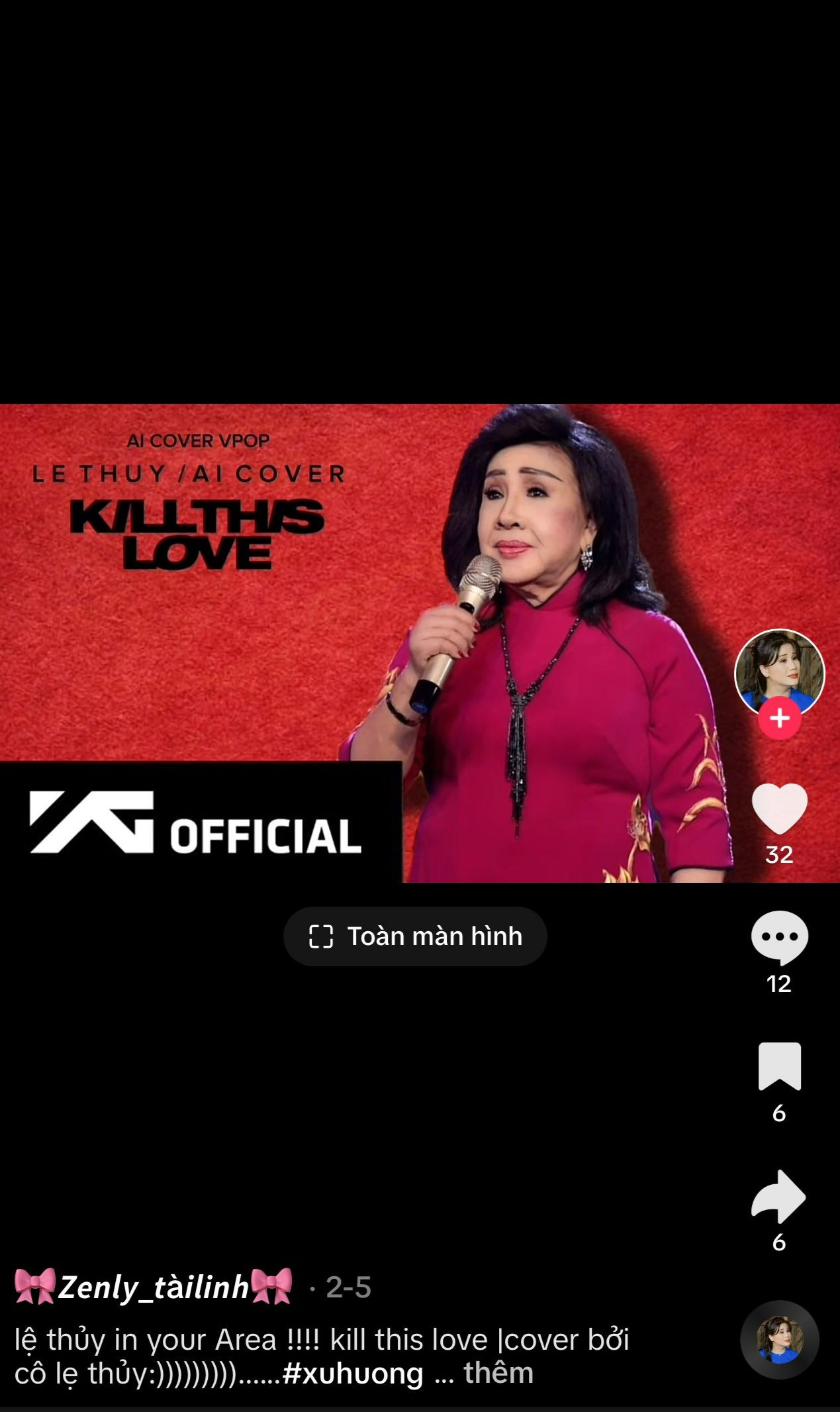 Video NSND Lệ Thủy hát Kill This Love vàKhóa ly biệtxuất hiện trên TikTok khiến nhiều người thắc mắc.