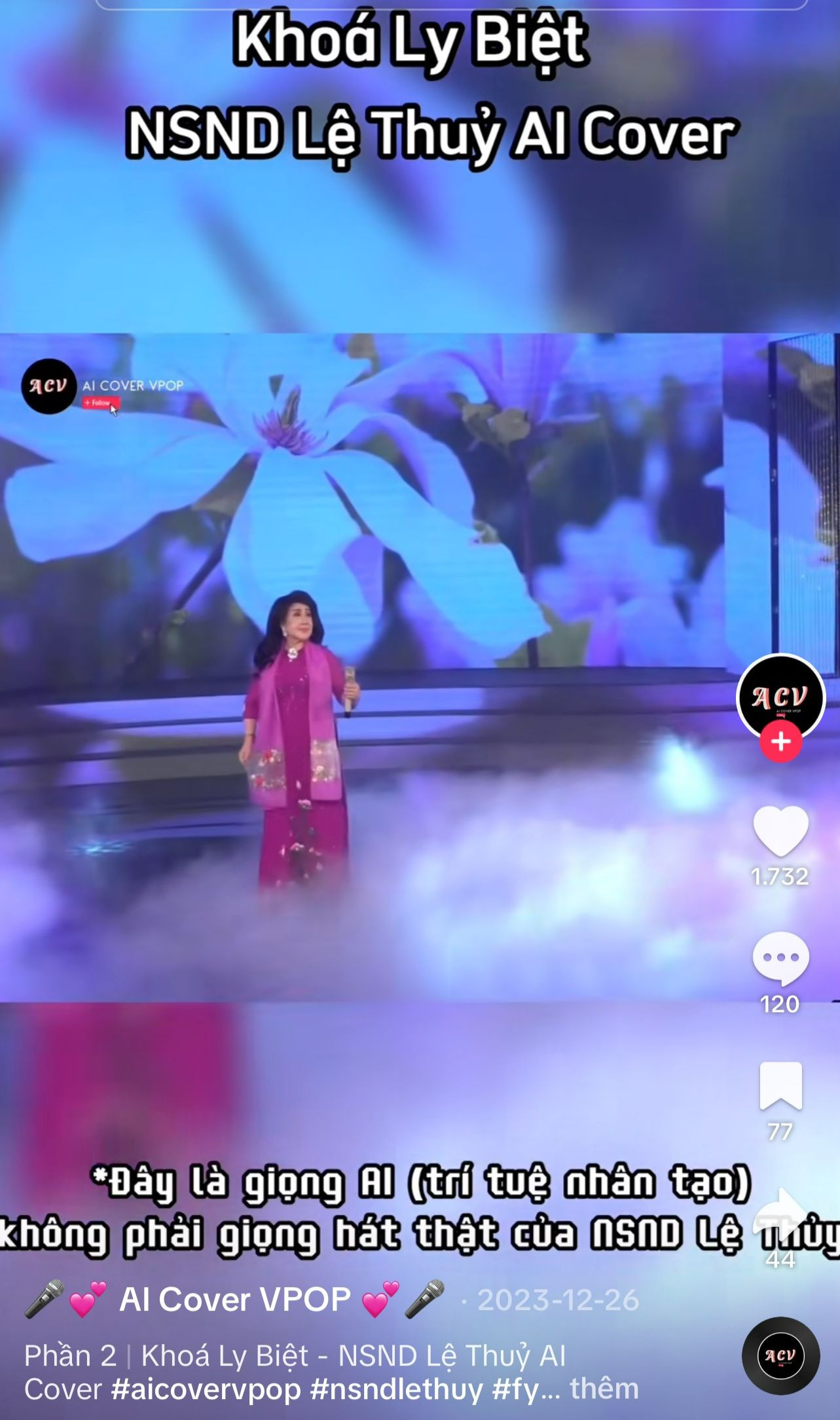 Video NSND Lệ Thủy hát Kill This Love vàKhóa ly biệtxuất hiện trên TikTok khiến nhiều người thắc mắc.