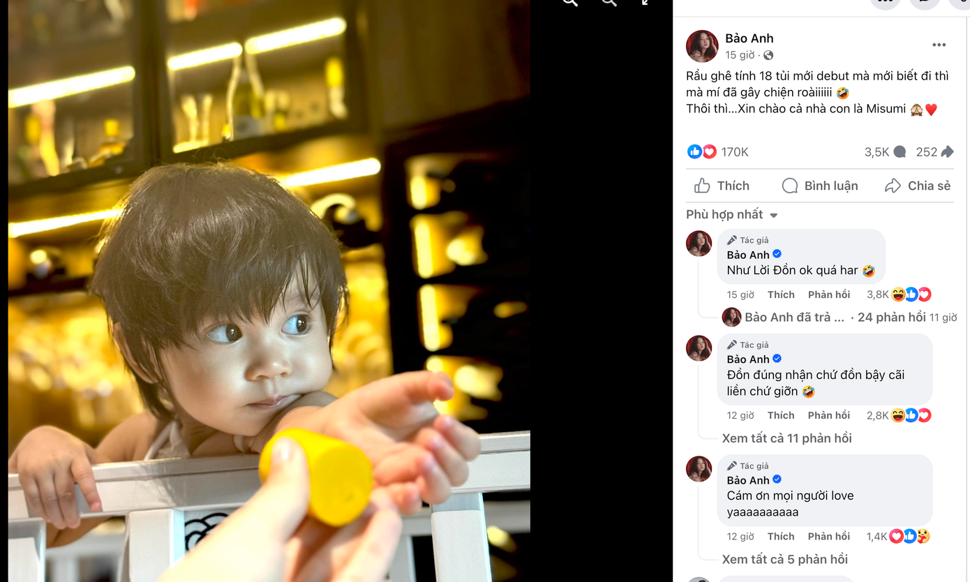 Bảo Anh khoe ảnh con gái, cho rằng khán giả "đồn đúng". Bảo Anh khoe ảnh con gái, cho rằng khán giả "đồn đúng".