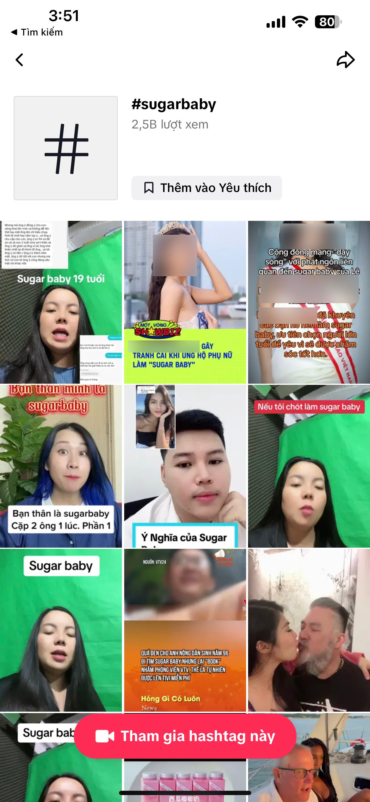 Hashtag #sugarbaby và #sugardaddy đạt vài tỷ lượt xem trên mạng xã hội. Hashtag #sugarbaby và #sugardaddy đạt vài tỷ lượt xem trên mạng xã hội.