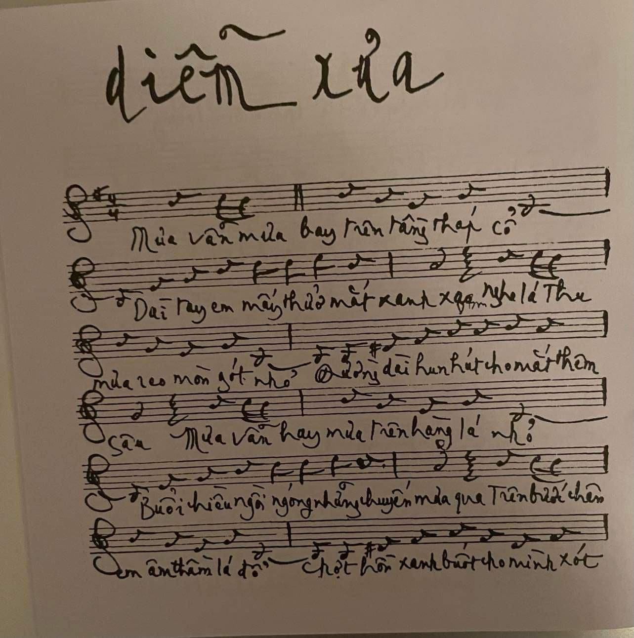 Nguyên tác bản Diễm xưa của nhạc sĩ Trịnh Công Sơn. Ảnh: BTC cung cấp.