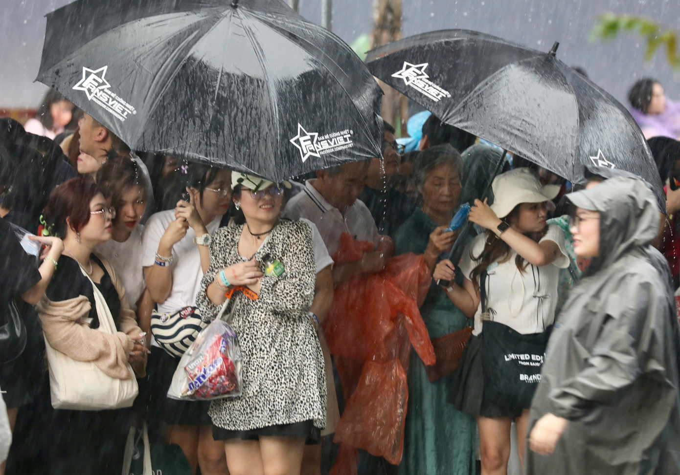 Ngoài khu vực dựng lều làm nơi check vé, nhà hàng, quán cà phê và tòa nhà văn phòng lớn quanh khu vực công viên Bờ sông Sài Gòn trở thành chỗ trú mưa cho 20.000 khán giả xem Anh trai.