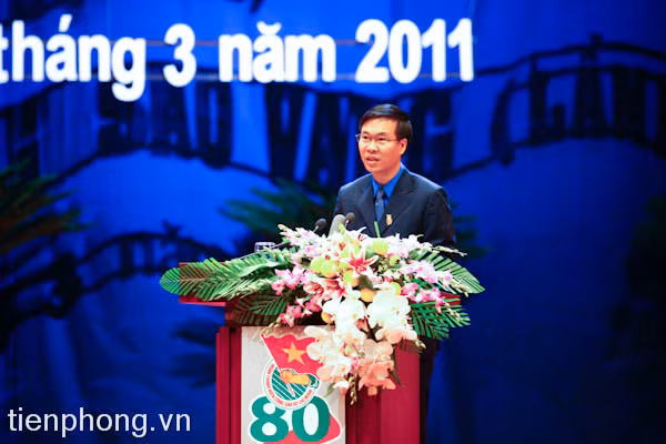 Ủy viên T.Ư Đảng, Bí thư thứ nhất T.Ư Đoàn Võ Văn Thưởng phát biểu tại lễ kỷ niệm.