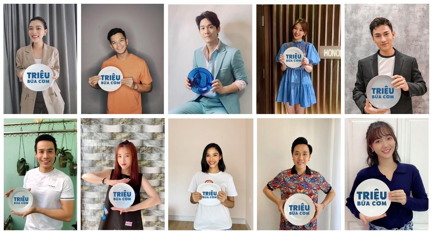 Các nghệ sĩ đồng lòng kêu gọi ủng hộ chiến dịch, đăng hình cùng hashtag #TrieuBuaCom