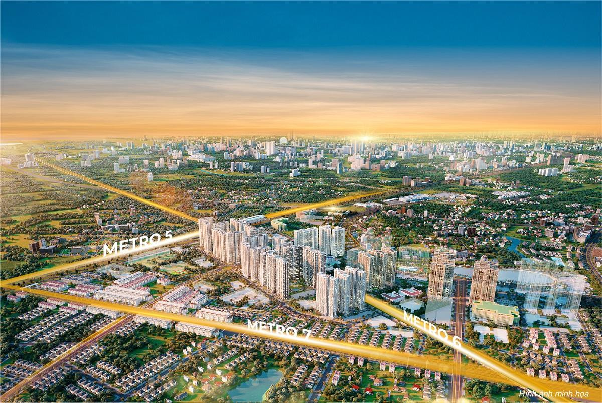 The Metrolines - Vinhomes Smart City nằm trọn giữa lòng 3 tuyến đường sắt huyết mạch của Thủ đô tuyến số 5-6-7