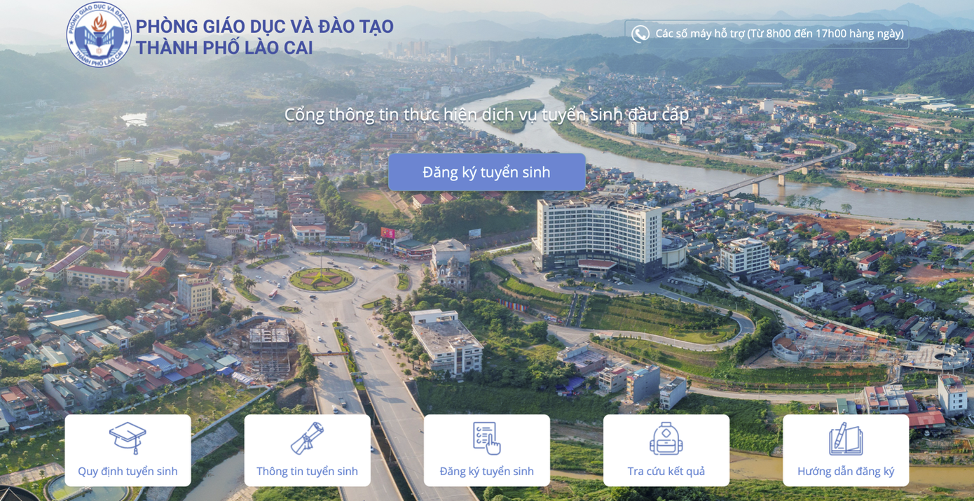 Giao diện cổng tuyển sinh trực tuyến của thành phố Lào Cai