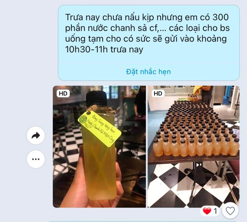 Từng phần nước mát do cư dân và các Mạnh Thường Quân gửi vào y bác sĩ của Bệnh viện dã chiến. Từng phần nước mát do cư dân và các Mạnh Thường Quân gửi vào y bác sĩ của Bệnh viện dã chiến.