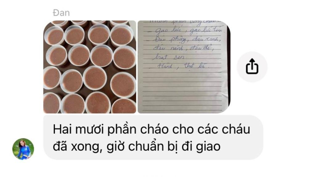 Khi được biết bên trong bệnh viện có 50 em bé đang điều trị, một chị trong bếp ăn của Hội quán các bà mẹ đã quyết định nấu cháo để gửi vào. Hiện, sáng nào cũng có 50 phần cháo cho các bé. Khi được biết bên trong bệnh viện có 50 em bé đang điều trị, một chị trong bếp ăn của Hội quán các bà mẹ đã quyết định nấu cháo để gửi vào. Hiện, sáng nào cũng có 50 phần cháo cho các bé.