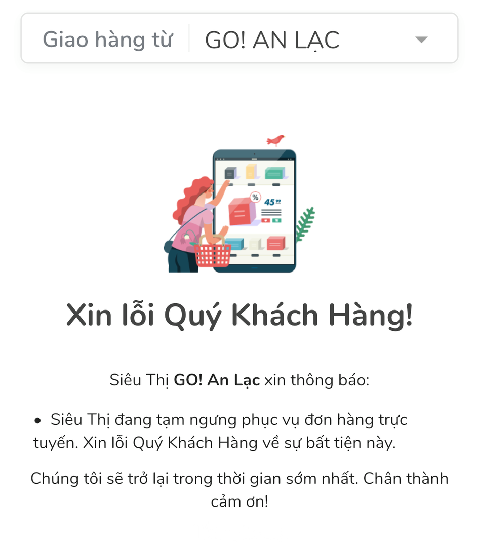Siêu thị tạm ngưng kênh online