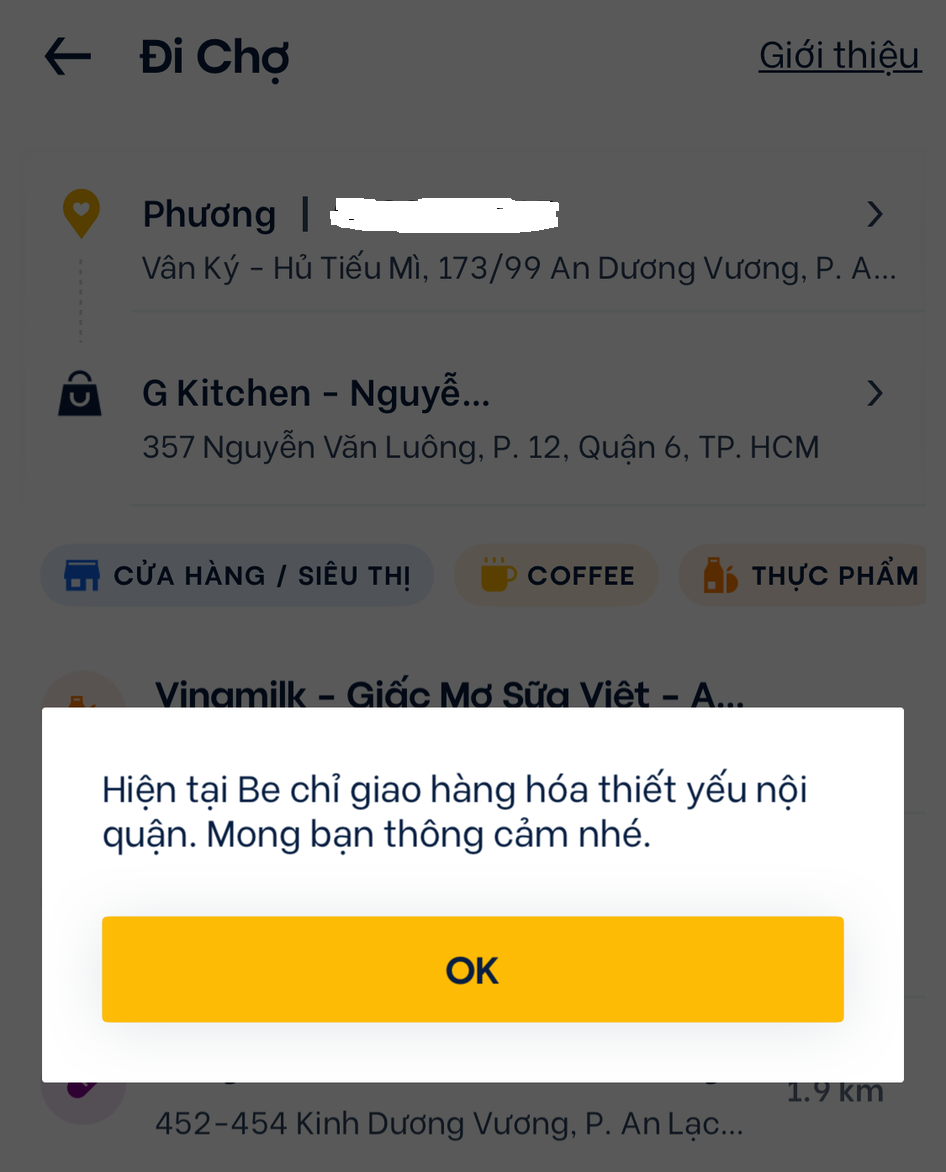 Một số cửa hàng online chỉ giao nội quận