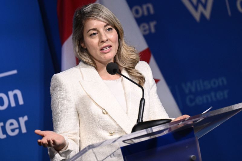 Ngoại trưởng Canada Mélanie Joly phát biểu tại Trung tâm Wilson ở Washington, DC ngày 13/2/2024. Ảnh: Getty Images.