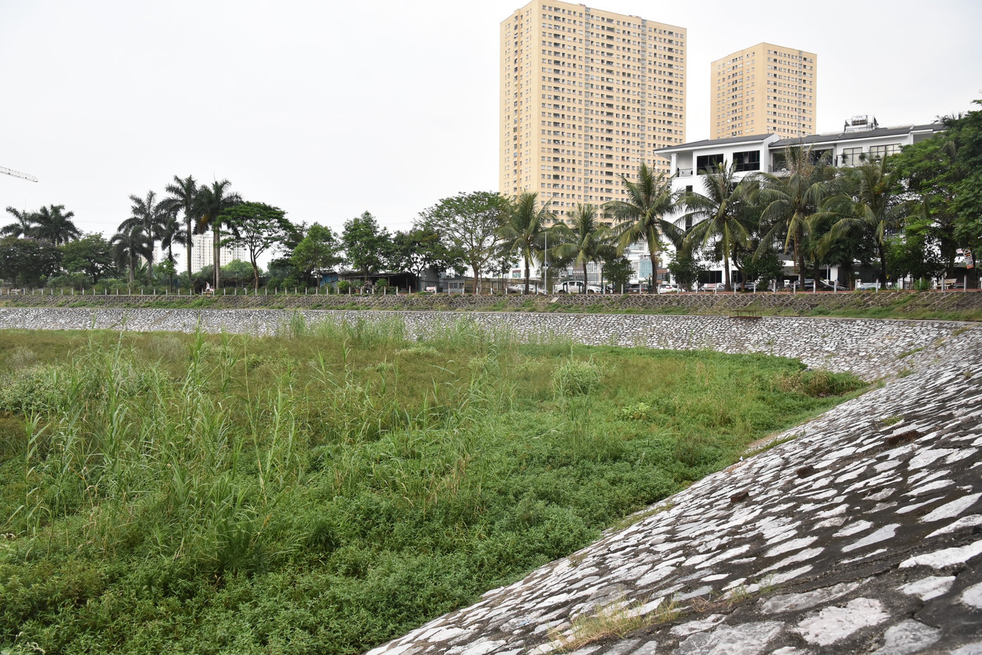 Theo một số người dân sống gần hồ, hồ Trung Văn mất nước được hơn 1 năm nay, cỏ cây mọc um tùm, trước đấy còn có người cắt dọn, giờ thì không có.