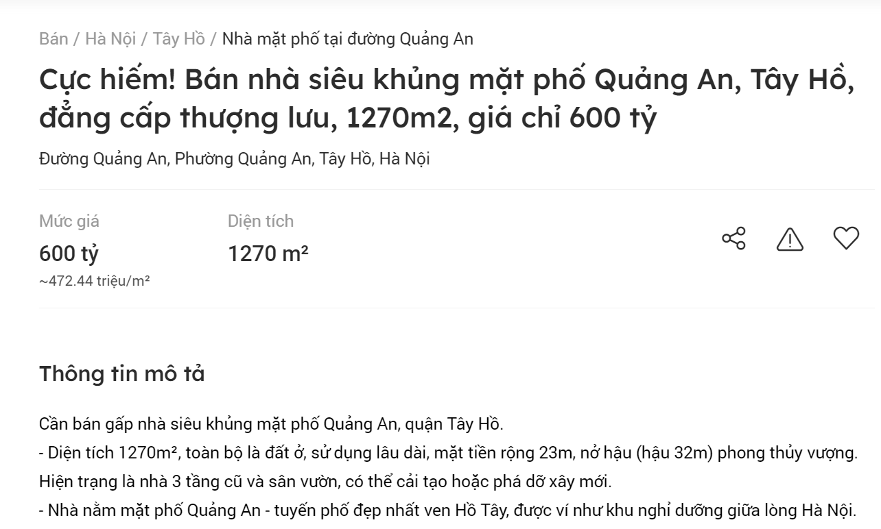 Trang rao vặt nhan nhản thông tin bất động sản hàng trăm tỷ đồng (ảnh: N.M). Trang rao vặt nhan nhản thông tin bất động sản hàng trăm tỷ đồng (ảnh: N.M).