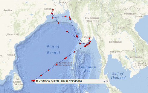 Vị trí cuối cùng của tàu 