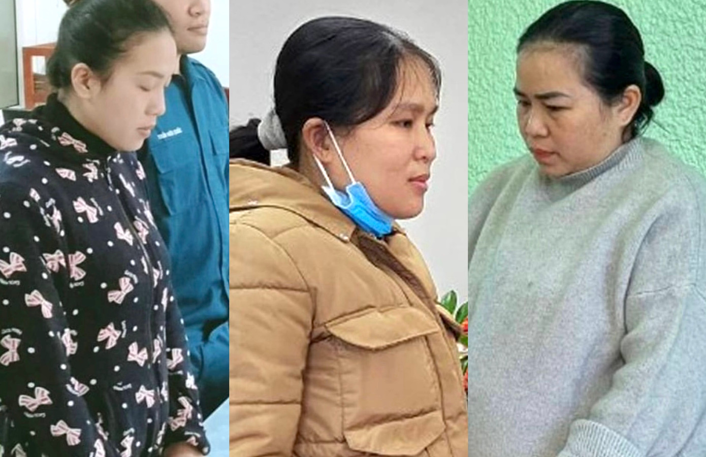 Các đối tượng Đinh Thị Tiến Dương Thị Huỳnh Nga và Nguyễn Thị Hiệp bị khởi tố tội "Lừa đảo chiếm đoạt tài sản". Ảnh CA Các đối tượng Đinh Thị Tiến Dương Thị Huỳnh Nga và Nguyễn Thị Hiệp bị khởi tố tội "Lừa đảo chiếm đoạt tài sản". Ảnh CA