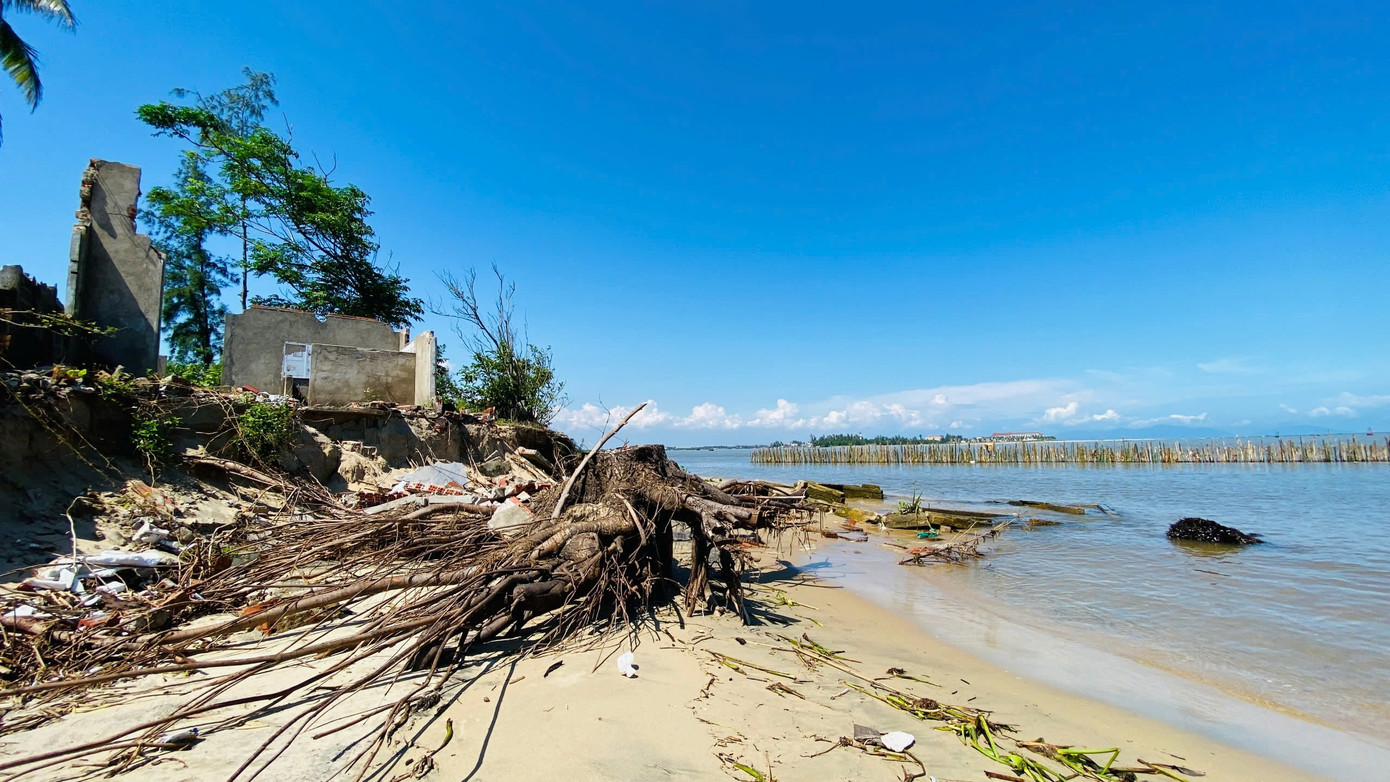 Sạt lở khiến nhiều nhà dân bị hư hại, cây cối đổ ngã. Một số hộ bám trụ vì không thống nhất được phương án di dời. Nếu đi nơi ở mới chỉ với 100m2 đất và 20 triệu đồng thì không thể xây nhà. Sạt lở khiến nhiều nhà dân bị hư hại, cây cối đổ ngã. Một số hộ bám trụ vì không thống nhất được phương án di dời. Nếu đi nơi ở mới chỉ với 100m2 đất và 20 triệu đồng thì không thể xây nhà.