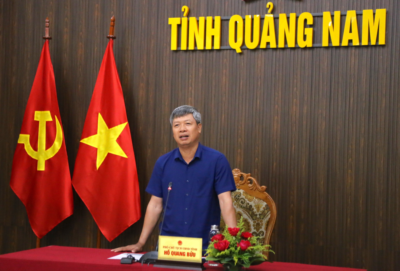 Ông Hồ Quang Bửu - Phó Chủ tịch UBND tỉnh Quảng Nam chủ trì họp báo. Ảnh: Hoài Văn