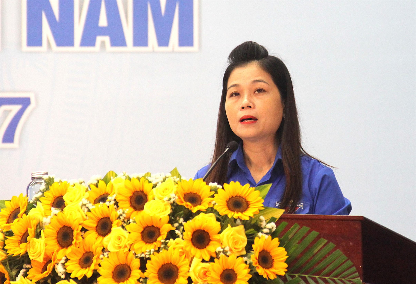 Bí thư Tỉnh Đoàn Phạm Thị Thanh phát biểu khai mạc Đại hội.