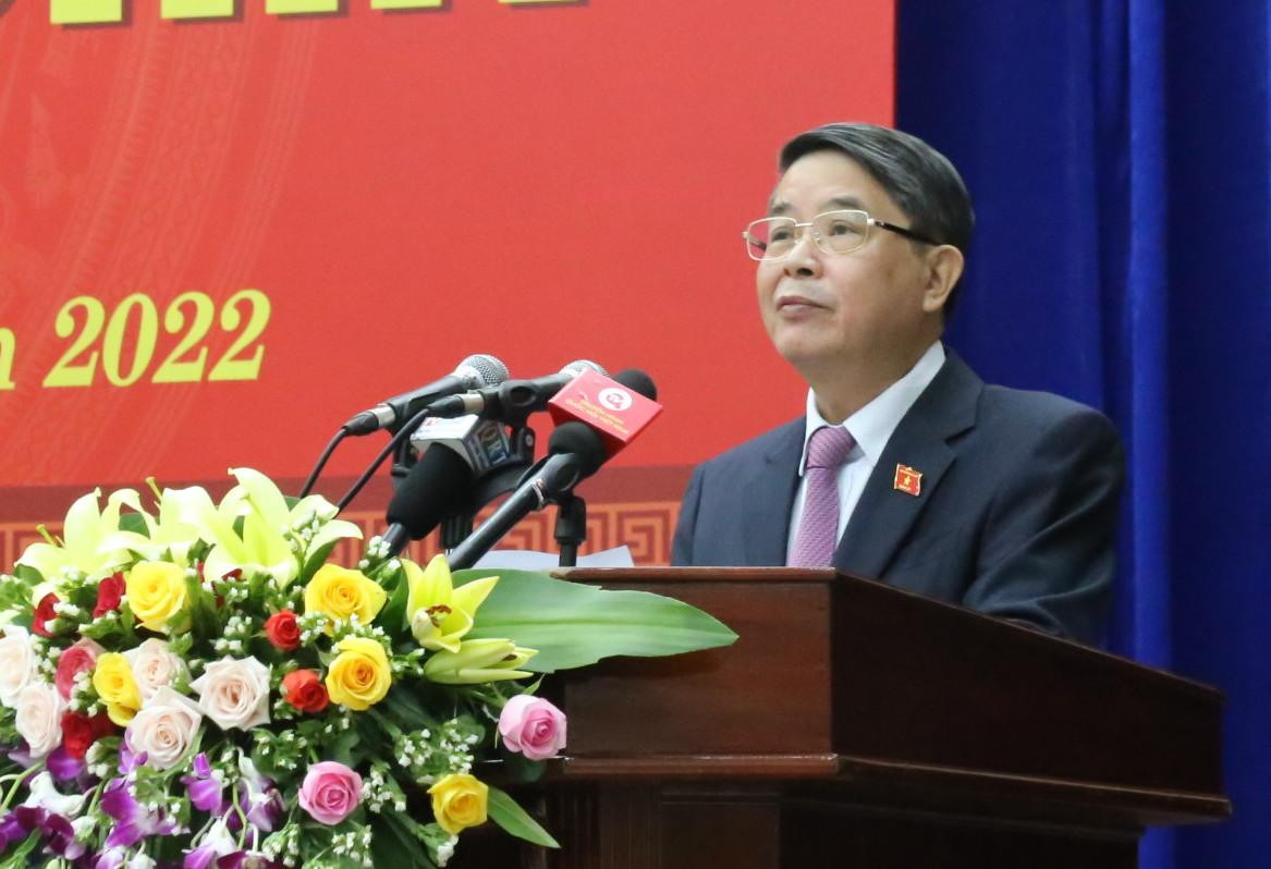 Phó Chủ tịch Quốc hội Nguyễn Đức Hải phát biểu tại phiên khai mạc Kỳ họp thứ 9 HĐND tỉnh Quảng Nam sáng 18/7. Ảnh Hoài Văn