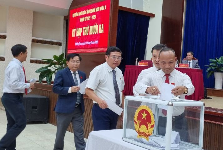 100% đại biểu có mặt tại kỳ họp đã thống nhất cho ông Nguyễn Viết Dũng thôi nhiệm vụ đại biểu HĐND tỉnh. Ảnh Hoài Văn