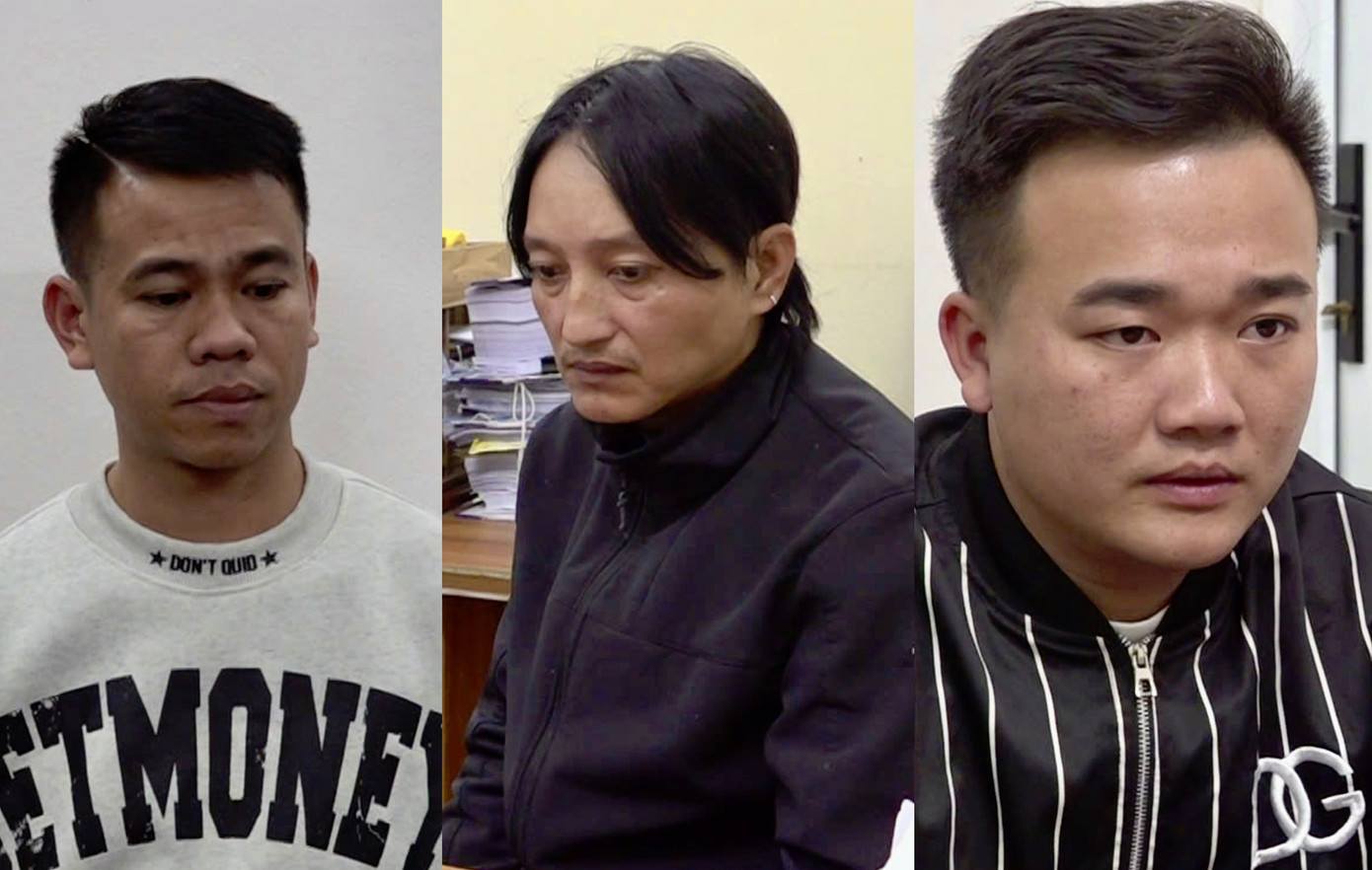 Các đối tượng Chánh, Cường, Thành. Ảnh CAQN